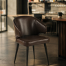 Стілець INI- BARTON темно-коричнева екошкіра/ чорний каркас