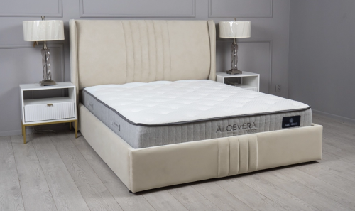 Кровать двухспальная с подъемным механизмом TOP- Лагуна Бежевый, Темно-бежевый, Молочный