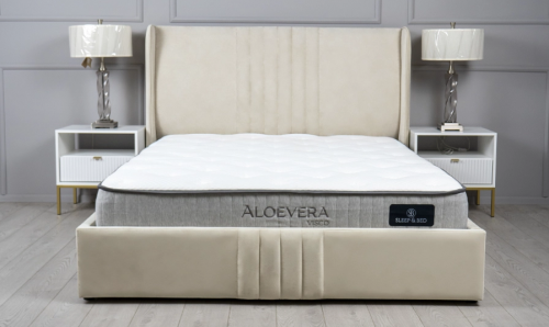 Кровать двухспальная с подъемным механизмом TOP- Лагуна Бежевый, Темно-бежевый, Молочный