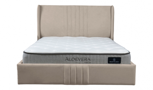 Кровать двухспальная с подъемным механизмом TOP- Лагуна Бежевый, Темно-бежевый, Молочный