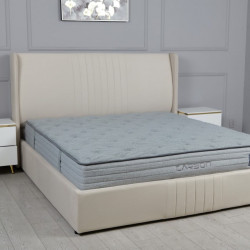 Кровать двухспальная с подъемным механизмом TOP- Лагуна Бежевый, Темно-бежевый, Молочный