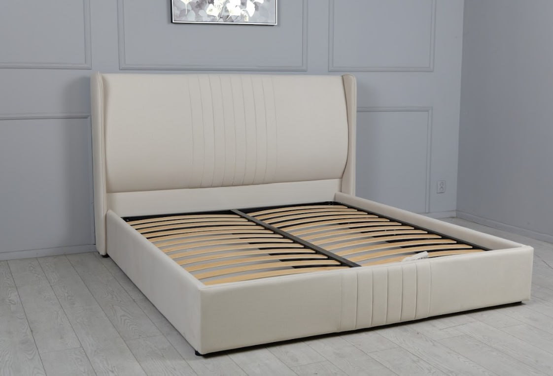 Кровать двухспальная с подъемным механизмом TOP- Лагуна Бежевый, Темно-бежевый, Молочный