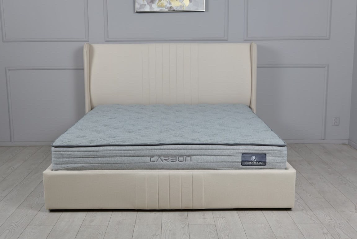 Кровать двухспальная с подъемным механизмом TOP- Лагуна Бежевый, Темно-бежевый, Молочный