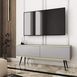 Тумба под ТВ Perfect Home Оро / Oro 2-дверная с черными ножками RTV135 Серый