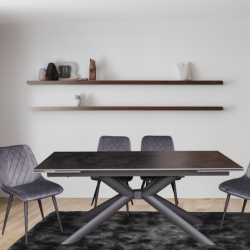 Стол обеденный модерн super premium ceramic  Evro- Vitoria Vick Dark Grey матова кераміка T7094C-1826, 180-260*90