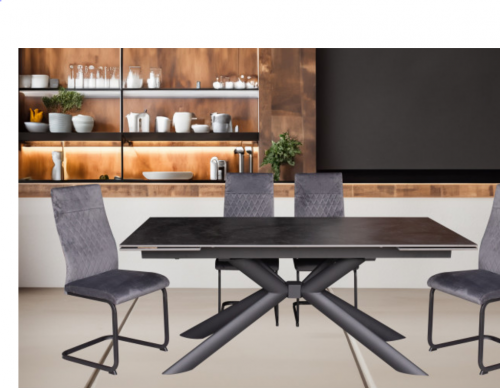 Стол обеденный модерн super premium ceramic  Evro- Vitoria Vick Dark Grey матова кераміка T7094C-1826, 180-260*90