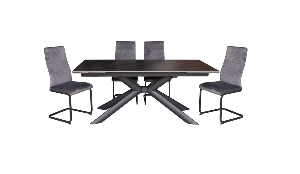 Стол обеденный модерн super premium ceramic  Evro- Vitoria Vick Dark Grey матова кераміка T7094C-1826, 180-260*90
