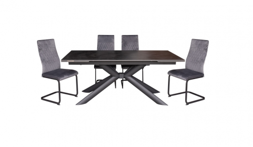 Стол обеденный модерн super premium ceramic  Evro- Vitoria Vick Dark Grey матова кераміка T7094C-1826, 180-260*90