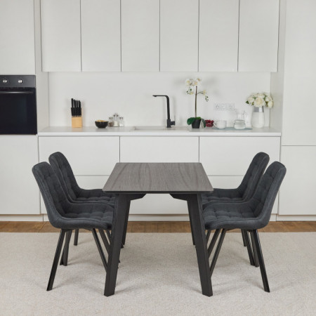 Кухонный комплект Ont- Фабрицио шпон + 4 стула Rick черный