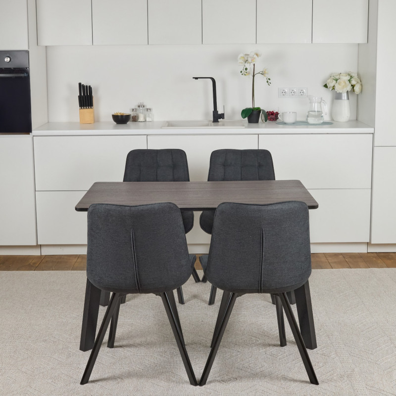 Кухонный комплект Ont- Фабрицио шпон + 4 стула Rick черный