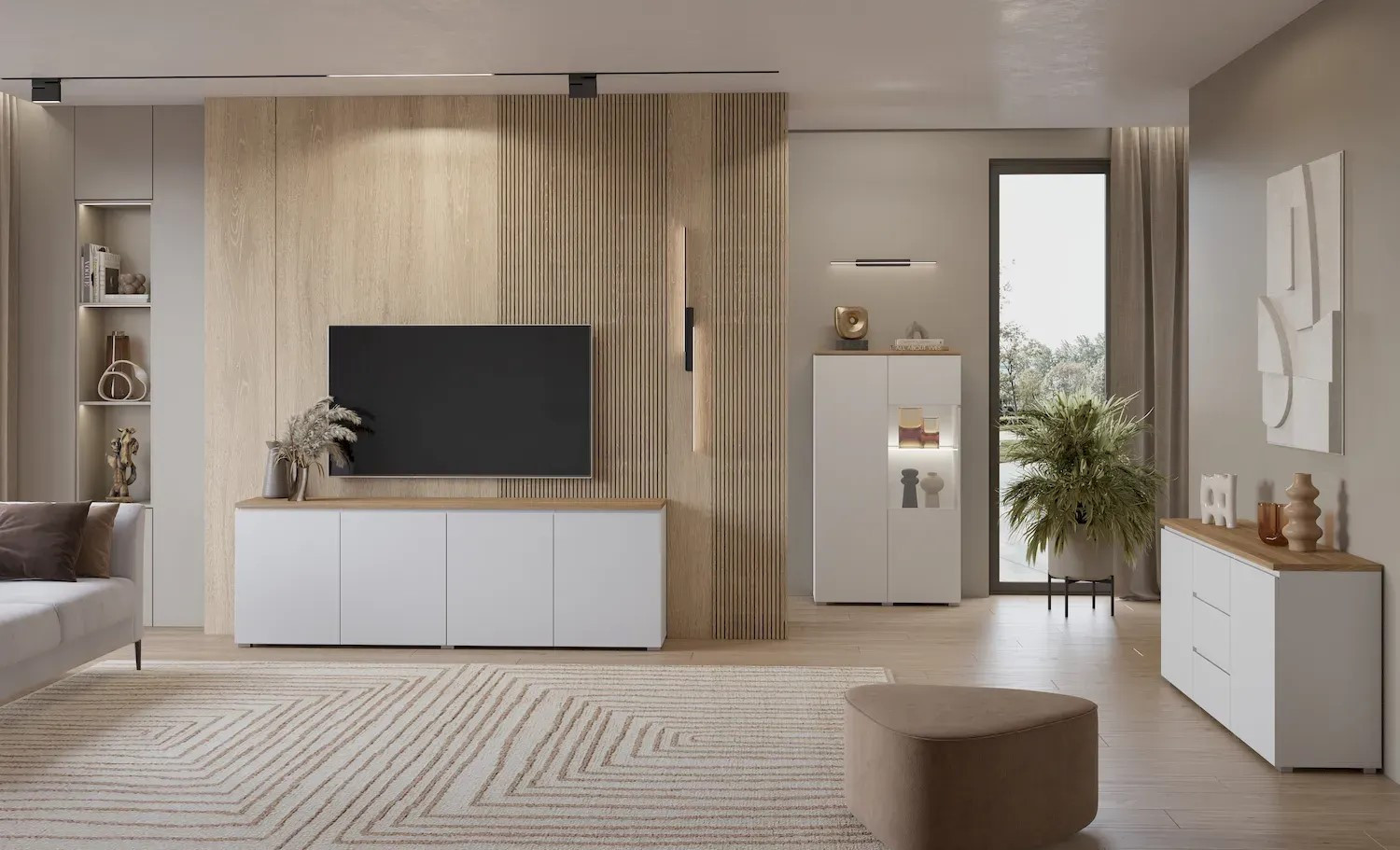 Комод на 2 двери и 3 ящика Helvetia MODO 247VOJ26 (белый/дуб маувелла)