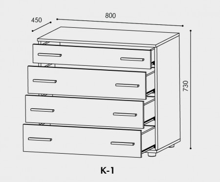 Маленький комод EVR- К-1 дуб Сонома
