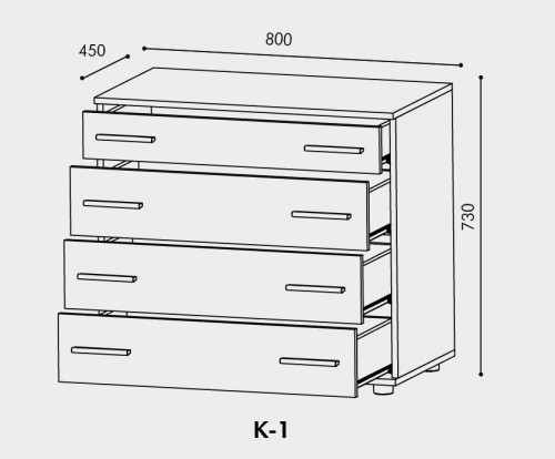 Маленький комод EVR- К-1 (телескопы) дуб Сонома