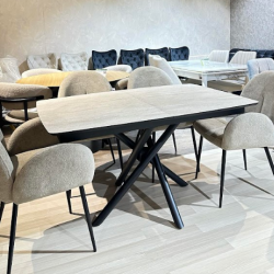 Стол обеденный Art-Deco EXM- KATRIN травертин матовый МДФ+HPL 138/178*90*76 