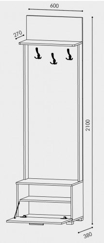 Вешалка напольная в прихожую EVR- Бриз дуб Сонома + трюфель