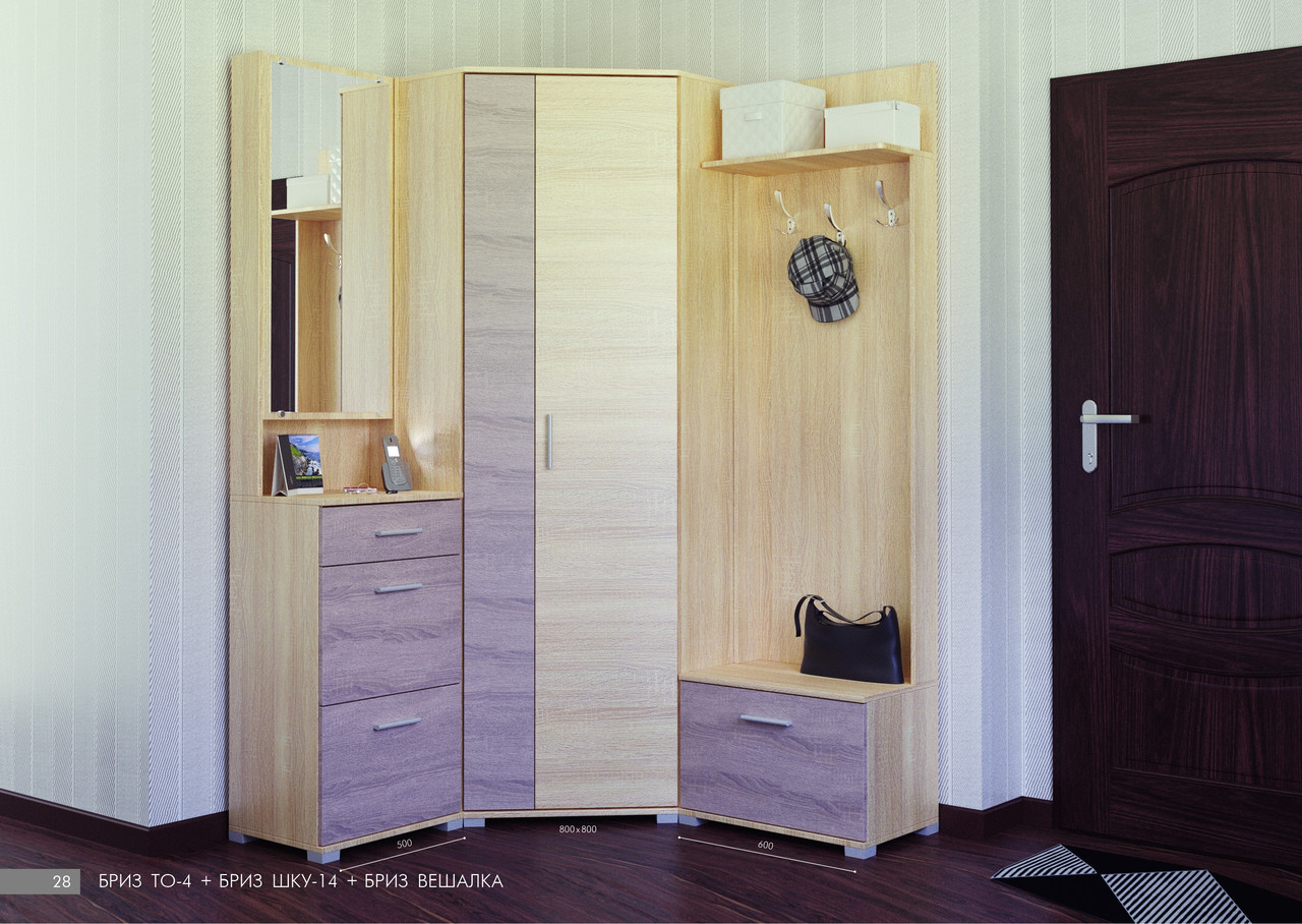 Вешалка напольная в прихожую EVR- Бриз дуб Сонома + трюфель