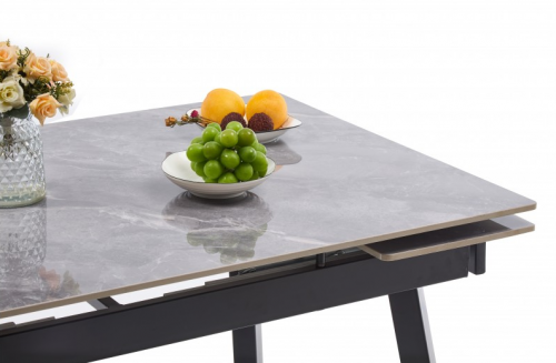 Стол обеденный BIO- Бастион (черный/ керамика Армани грей) 