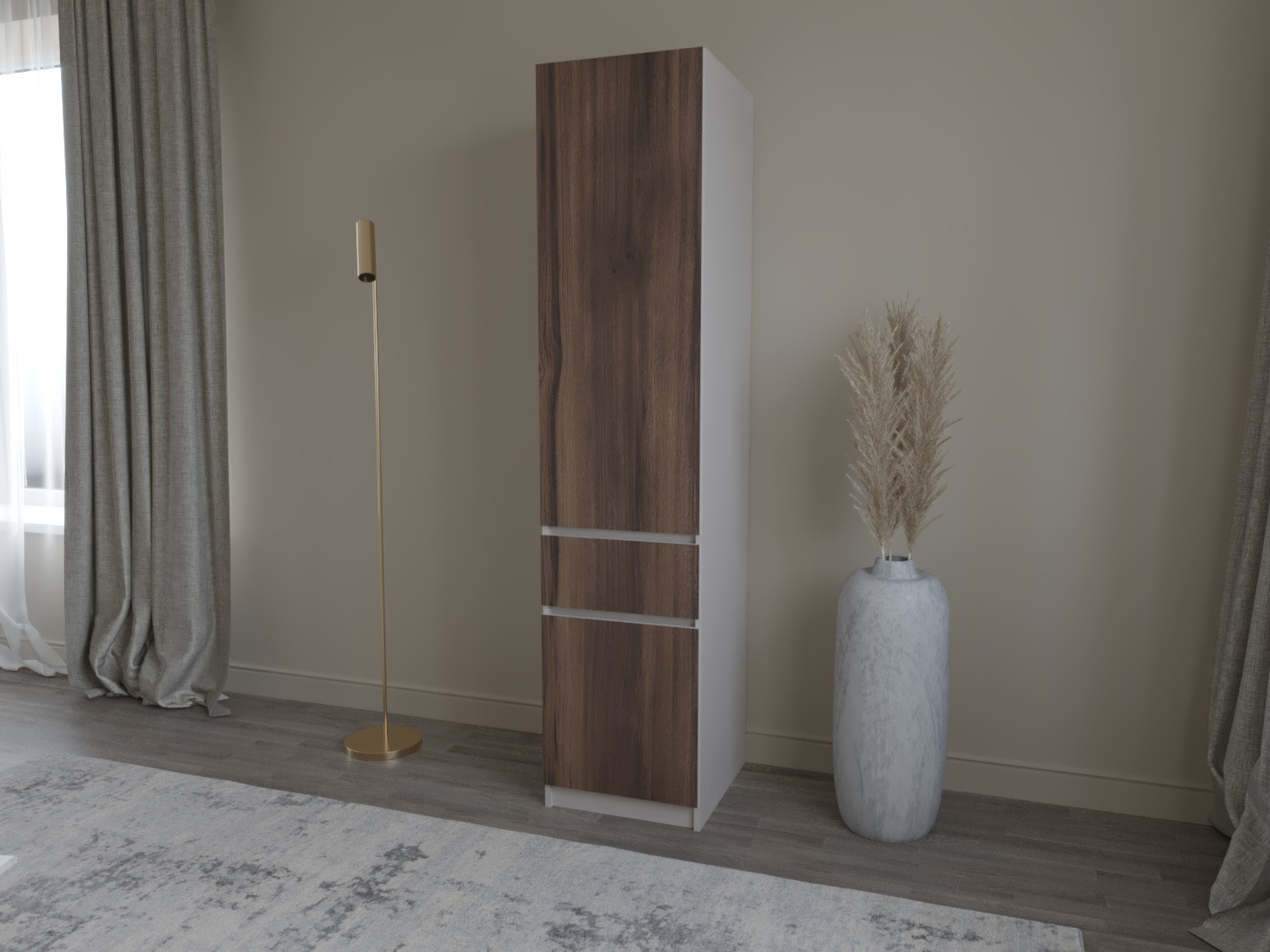 Шкаф-пенал с штангой на 1 шухляду и 2 двери ViA- Таун Т-2