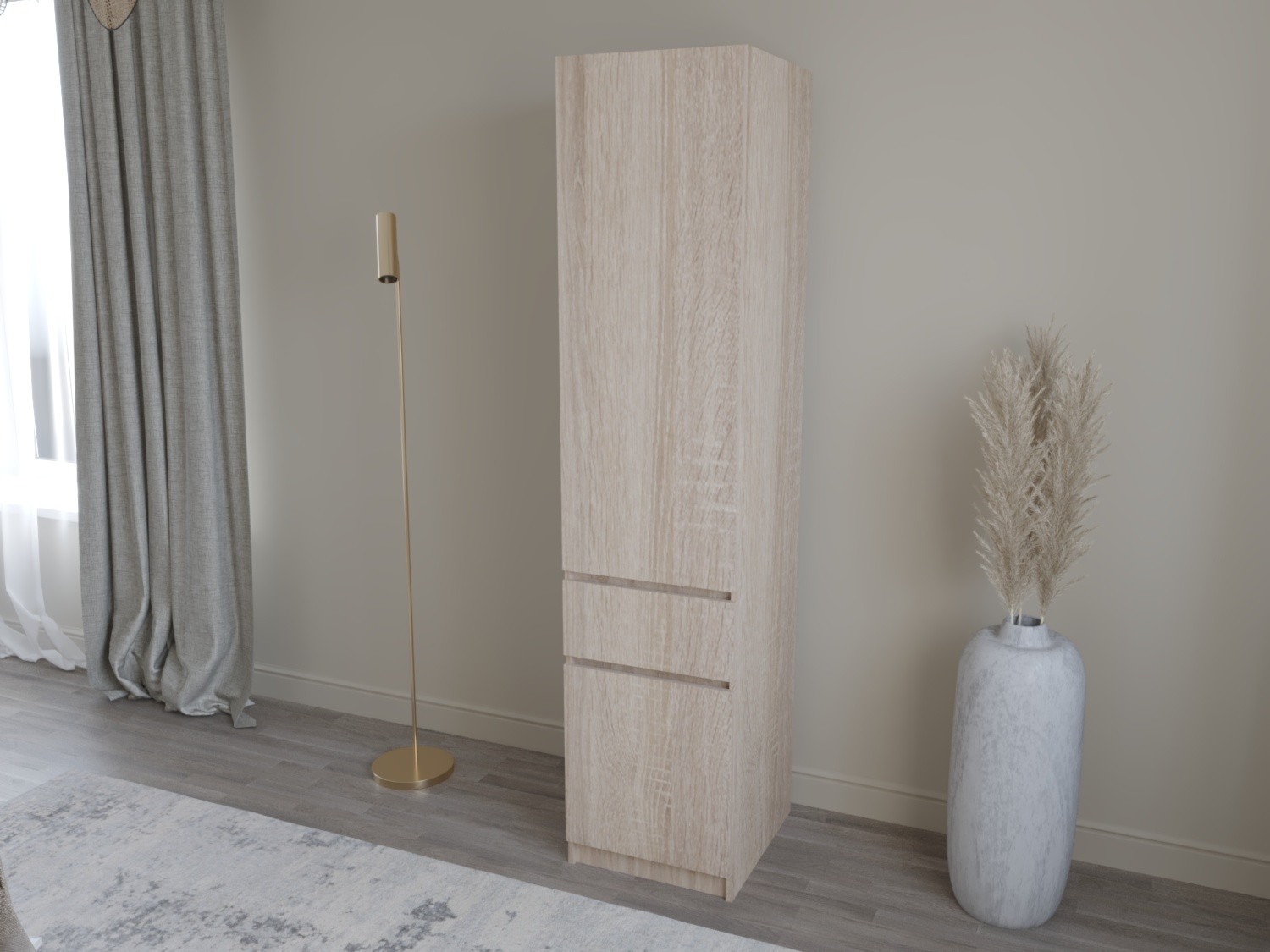 Шкаф-пенал с штангой на 1 шухляду и 2 двери ViA- Таун Т-2