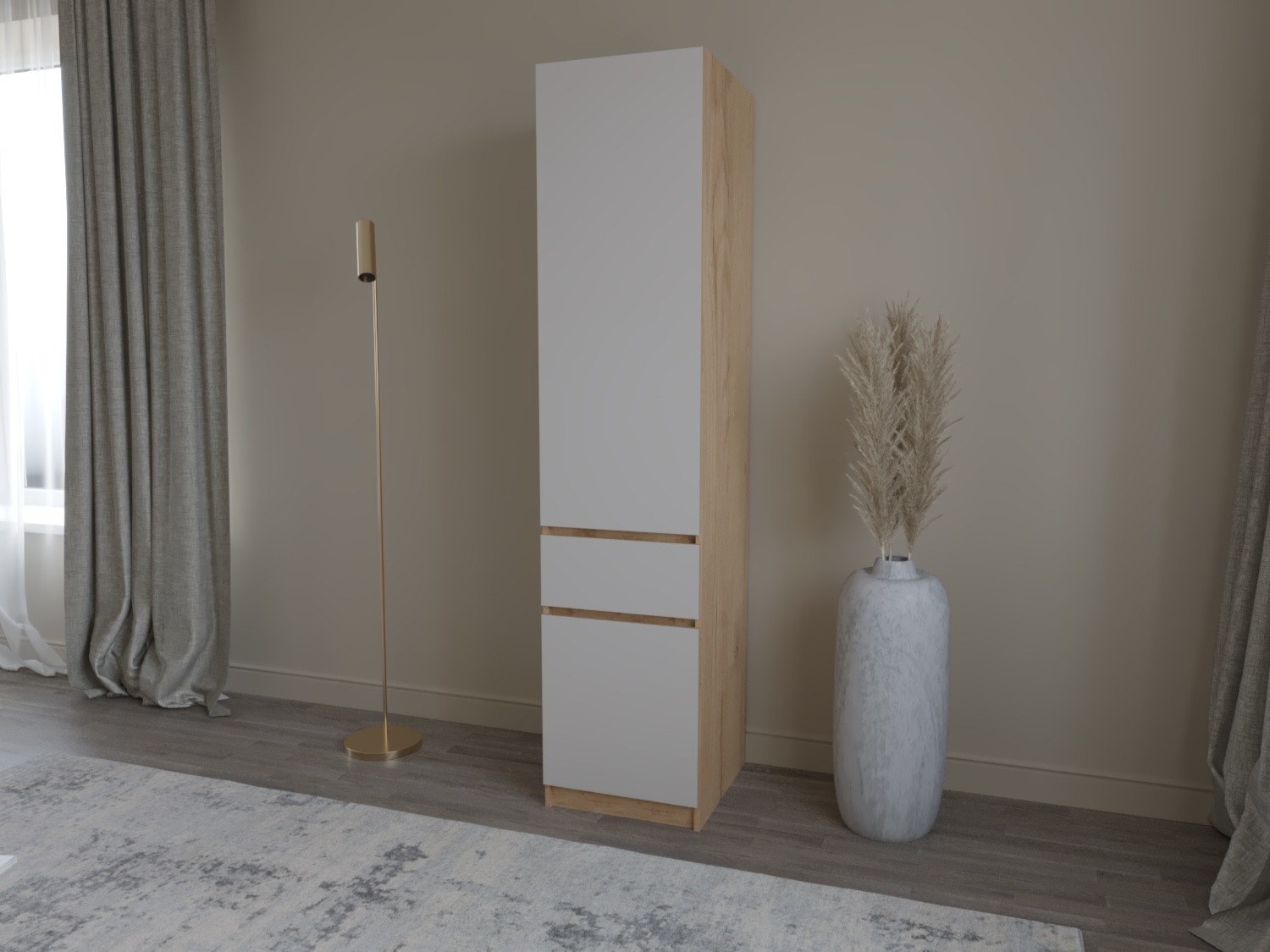 Шкаф-пенал с штангой на 1 шухляду и 2 двери ViA- Таун Т-2