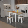 Стол + 4 табуретки ViA- Крос (белый/дуб тахо)