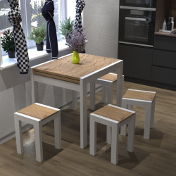 Стол + 4 табуретки ViA- Крос (белый/дуб тахо)