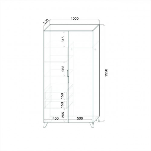 Шкаф 195х100х52 см KOD- ШК-100ящ Хюгге