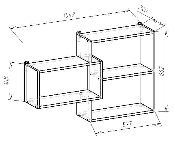 Полка для книг 66х104х22 см KOD- ПК-2