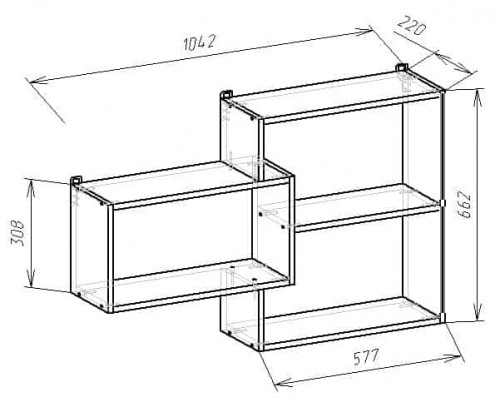 Полка для книг 66х104х22 см KOD- ПК-2