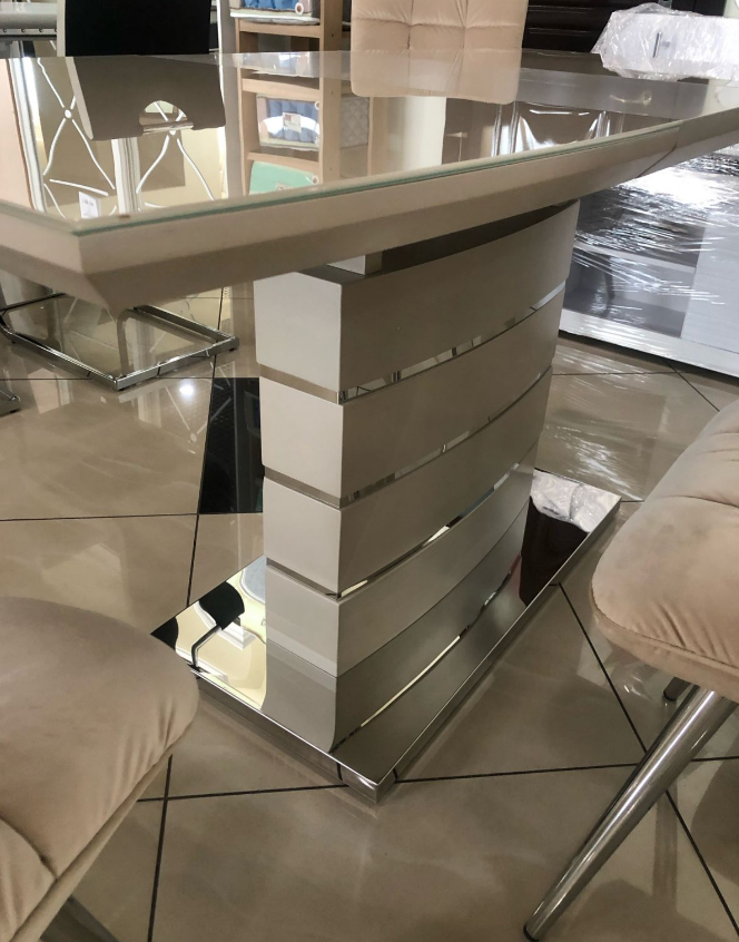 Стол обеденный модерн Premium EVRO- Houston MINI DT-9123-1 (мокко хром)