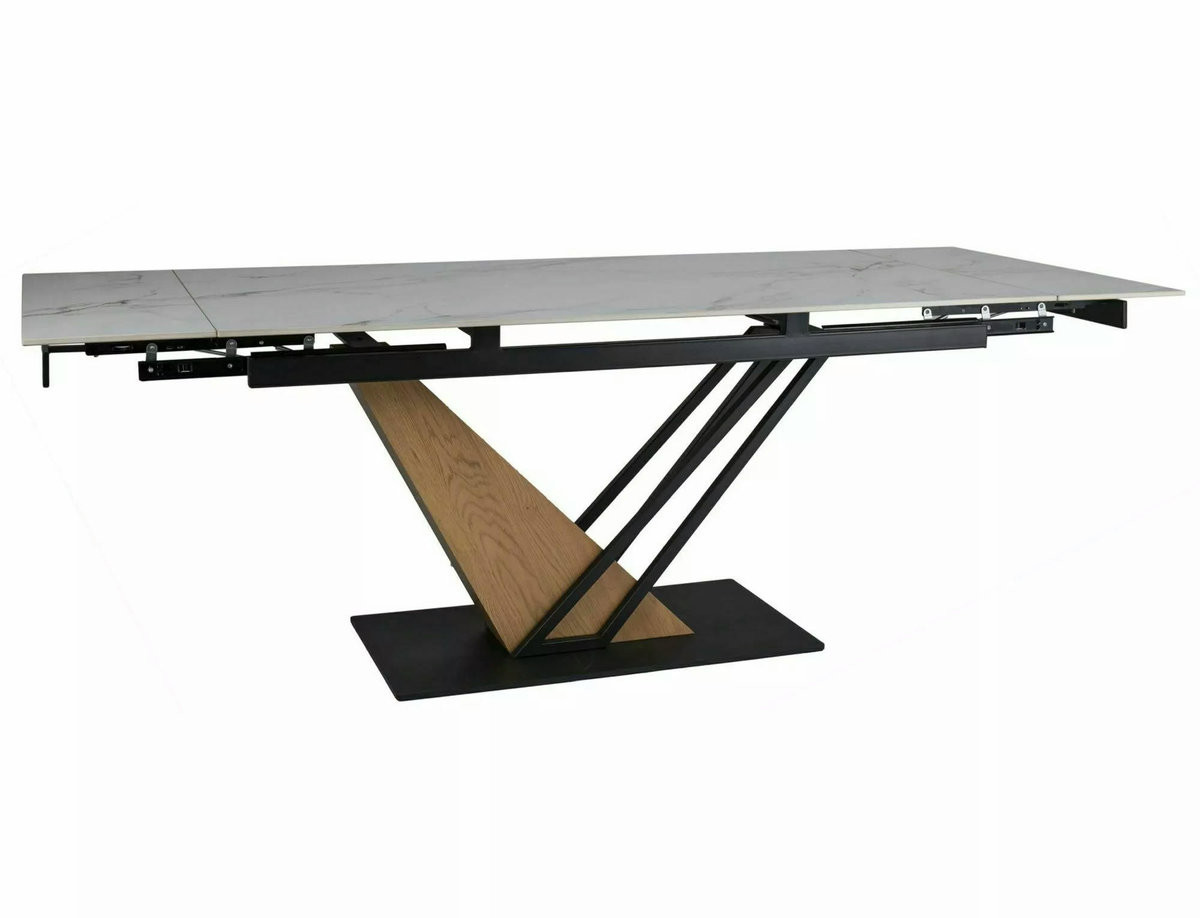 Керамический стол раздвижной SIGNAL Genesis белый матовый / дуб
