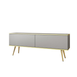 Тумба под ТВ Perfect Home Оро / Oro 2-дверная с золотыми ножками RTV135 Серый
