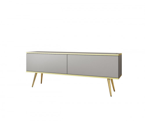 Тумба под ТВ Perfect Home Оро / Oro 2-дверная с золотыми ножками RTV135 Серый
