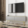 Тумба под ТВ Perfect Home Оро / Oro 2-дверная с золотыми ножками RTV135 Серый