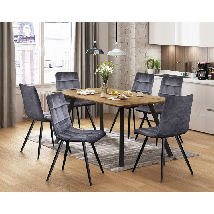 IDEA стол + 6 стульев BERGEN дуб и серый бархат 2