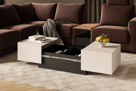 Стол кофейный раздвижной Helvetia EKO 24KWMJ96 (кашемир/черный)