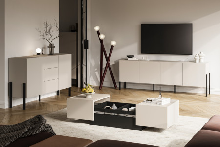 Стол кофейный раздвижной Helvetia EKO 24KWMJ96 (кашемир/черный)