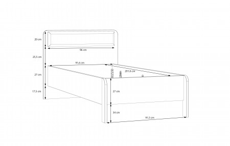 Кровать односпальная Forte HOA HOAL1092 (дуб маувелла/шалфей)