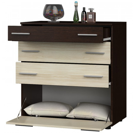 Комод для постельного белья EVR- К-2 (телескопы) венге + фасад дуб молочный