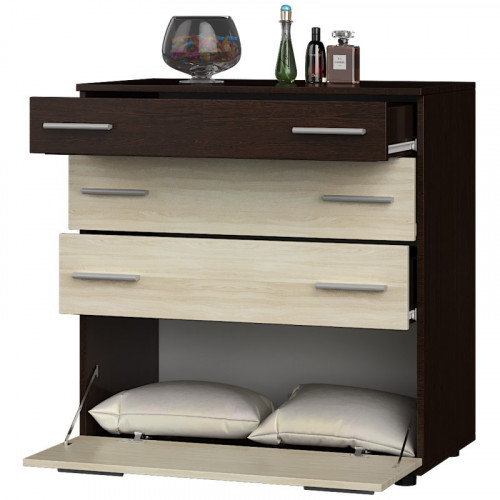 Комод для постельного белья EVR- К-2 (телескопы) венге + фасад дуб молочный