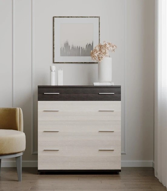 Комод для постельного белья EVR- К-2 (телескопы) венге + фасад дуб молочный