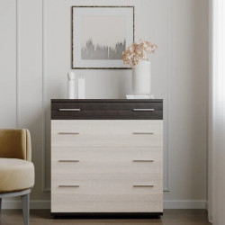 Комод для постельного белья EVR- К-2 (телескопы) венге + фасад дуб молочный