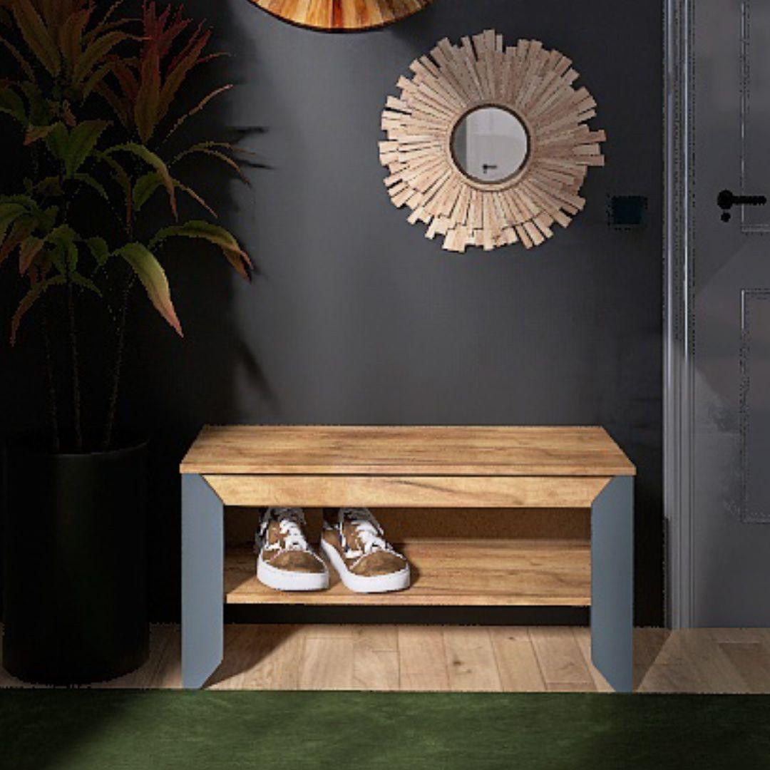 Тумба для обуви в прихожую EVR- Нордк-900 дуб крафт золотой + графит