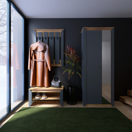 Тумба для обуви в прихожую EVR- Нордк-900 дуб крафт золотой + графит