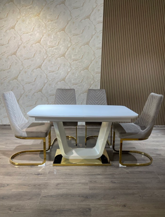 Стол модерн EXI- Ковентри-З (Coventry- g) 140 белый, бежевый (стекло мат)   