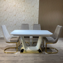 Стол модерн EXI- Ковентри-З (Coventry- g) 140 белый, бежевый (стекло мат)   