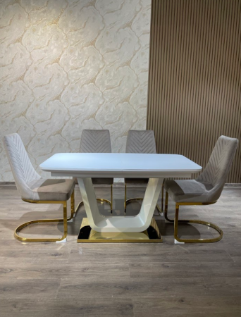 Стол модерн EXI- Ковентри-З (Coventry- g) 140 белый, бежевый (стекло мат)   