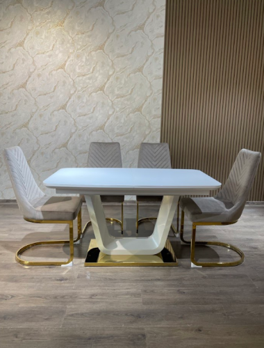 Стол модерн EXI- Ковентри-З (Coventry- g) 140 белый, бежевый (стекло мат)   