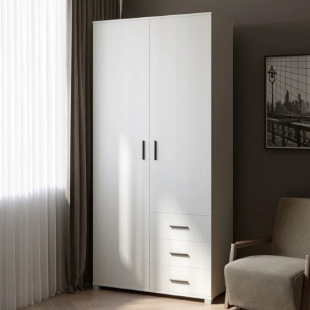 Шкаф прямой на 2 двери и 3 шухляды EVR- Бриз ШП-4 белый(нимфея альба)