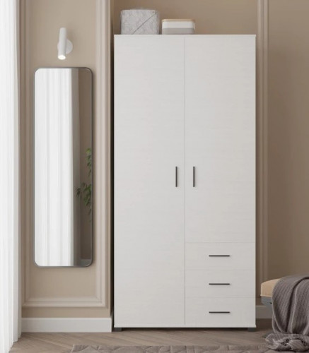 Шкаф прямой на 2 двери и 3 шухляды EVR- Бриз ШП-4 белый(нимфея альба)